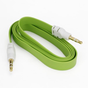 Noodle 3.5mm Male to 3.5mm Male Stereo Aux Audio Cable for Laptop PC MP3 MP4 CD, Length: 1M - Green