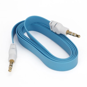 Noodle 3.5mm Male to 3.5mm Male Stereo Aux Audio Cable for Laptop PC MP3 MP4 CD, Length: 1M - Blue