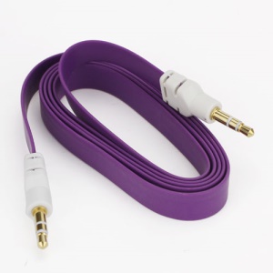 Noodle 3.5mm Male to 3.5mm Male Stereo Aux Audio Cable for Laptop PC MP3 MP4 CD, Length: 1M - Purple