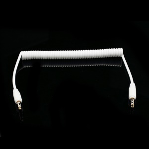 3.5mm Male to 3.5mm Male Stereo Aux Audio Coiled Cord Cable for iPhone iPod MP4 - White