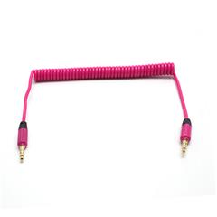 3.5mm Male to 3.5mm Male Stereo Aux Audio Coiled Cord Cable for iPhone iPod MP4 - Rose
