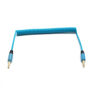 3.5mm Male to 3.5mm Male Stereo Aux Audio Coiled Cord Cable for iPhone iPod MP4 - Blue