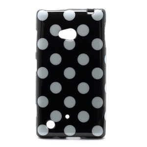 Polka Dots Jelly TPU Case Cover for for Nokia Lumia 720 - White Dots / Black