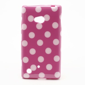 Polka Dots Jelly TPU Case Cover for for Nokia Lumia 720 - White Dots / Rose