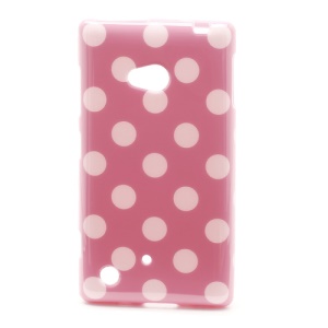 Polka Dots Jelly TPU Case Cover for for Nokia Lumia 720 - White Dots / Pink