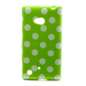 Polka Dots Jelly TPU Case Cover for for Nokia Lumia 720 - White Dots / Green