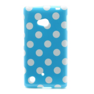 Polka Dots Jelly TPU Case Shell for for Nokia Lumia 720 - White Dots / Blue