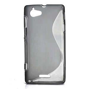 S Shape Gel TPU Case Cover for Sony Xperia L S36h C2105 C2104 - Translucent Grey