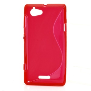 S Shape Gel TPU Case Cover for Sony Xperia L S36h C2105 C2104 - Translucent Red