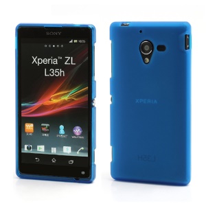 Frosted TPU Gel Case Cover for Sony Xperia ZL C6503 C6502 C6506 L35h - Translucent Dark Blue