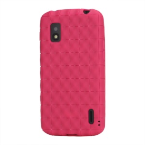 Anti-slip Water Cube Wave TPU Gel Case for LG E960 Mako Google Nexus 4 - Rose