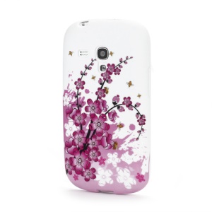 Pink Plum Flowers Matte TPU Gel Cover for Samsung Galaxy S III / 3 Mini I8190