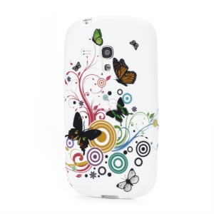 Colorized Butterflies Floral Frosted TPU Gel Cover for Samsung Galaxy S III / 3 Mini I8190