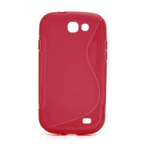 S Shape TPU Gel Case Cover for Samsung Galaxy Express I8730 - Translucent Red