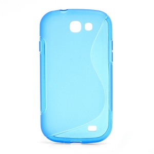 S Shape TPU Gel Case Cover for Samsung Galaxy Express I8730 - Translucent Blue