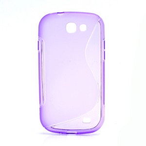 S Shape TPU Gel Case Cover for Samsung Galaxy Express I8730 - Translucent Purple