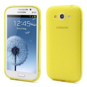 Slim Matte Samsung Galaxy Grand I9082 I9080 TPU Cover Case w/ Anti-dust Plug - Yellow