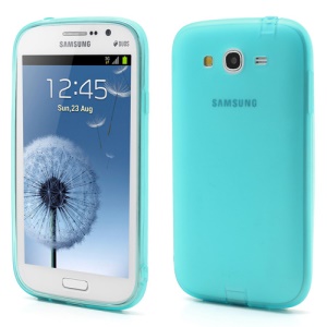 Slim Frosted Samsung Galaxy Grand I9082 I9080 TPU Gel Case w/ Anti-dust Plug - Baby Blue