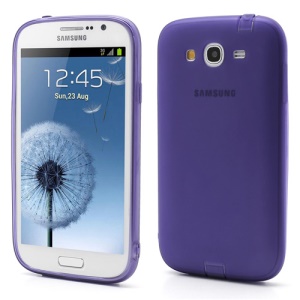 Slim Frosted Samsung Galaxy Grand I9082 I9080 TPU Gel Case w/ Anti-dust Plug - Purple