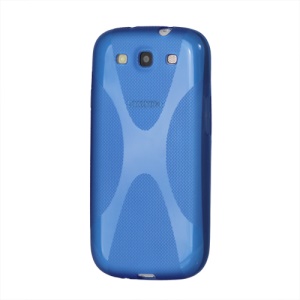 Premium X Shape TPU Gel Case for Samsung Galaxy S 3 / III I9300 I747 L710 T999 I535 R530 - Blue