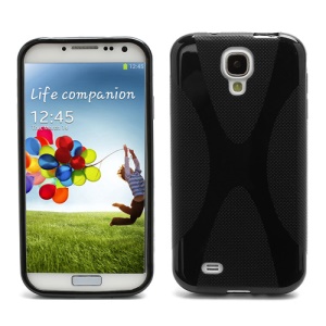 X Shape Flexible TPU Jelly Case Cover for Samsung Galaxy S 4 IV i9500 i9505 - Black