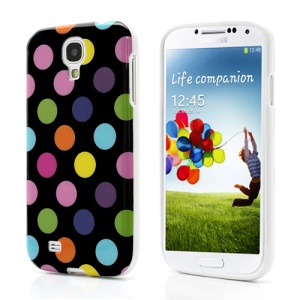 Polka Dots TPU Case Cover for Samsung Galaxy S IV S4 i9500 i9505 - Multicolor Dots / Black
