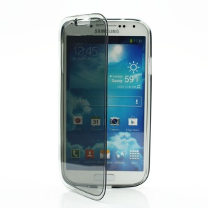 Folio TPU Flip Case Cover for Samsung Galaxy S IV S4 i9500 i9505 - Translucent Grey