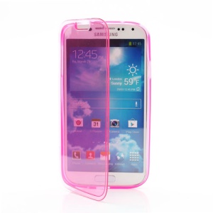 Folio Flip TPU Case for Samsung Galaxy S IV S4 i9500 i9505 - Translucent Rose