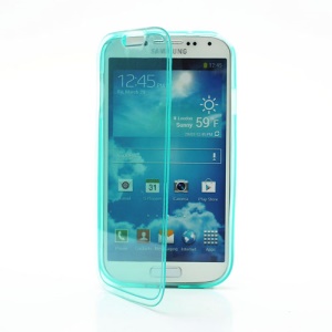 Folio Flip TPU Cover Case for Samsung Galaxy S IV S4 i9500 i9505 - Translucent Green