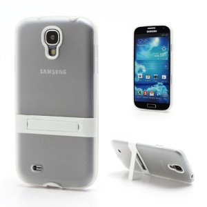 Frosted Tpu Gel Case w/ Detachable Plastic Frame & Stand for Samsung Galaxy S IV S4 i9500 i9502 i9505 - Transparent