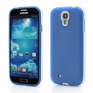 2 in 1 Plastic Frame Gel TPU Shell for Samsung Galaxy S4 SGH-M919 SGH-I337 - White / Blue
