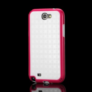 Glossy Square TPU Case for Samsung Galaxy Note 2 / II N7100 - White / Rose