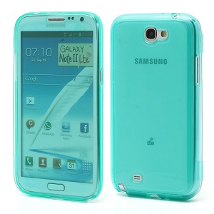 Folio Flip TPU Book Case Cover for Samsung Galaxy Note 2 / II N7100 - Translucent Cyan