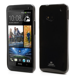 Mercury Glossy Glittery Powder TPU Case Cover for HTC One M7 801e - Black