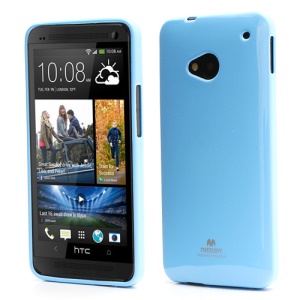 Mercury Pearl Jelly TPU Case Cover for HTC One M7 801e - Baby Blue