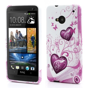 Two Hearts Butterflies TPU Case Cover for HTC One M7 801e