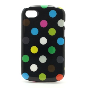 Polka Dots Jelly TPU Case Cover for BlackBerry Q10 - Colorized Dots / Black