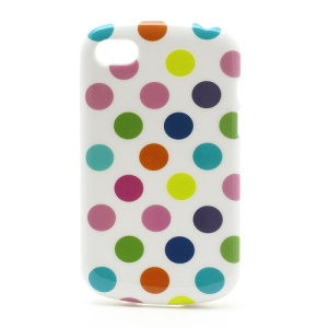 Polka Dots Jelly TPU Case Cover for BlackBerry Q10 - Colorized Dots / White