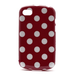 Polka Dots Jelly TPU Case Shell for BlackBerry Q10 - White Dots / Red