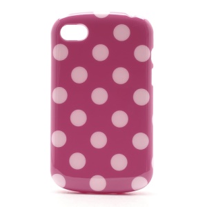 Polka Dots Jelly TPU Case Shell for BlackBerry Q10 - White Dots / Rose