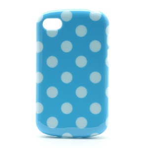 Polka Dots Jelly TPU Case Cover for BlackBerry Q10 - White Dots / Blue