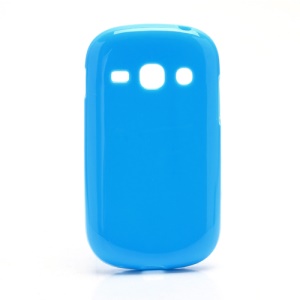 Glossy Candy Jelly TPU Case Cover for Samsung Galaxy Fame S6810 - Blue