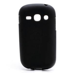 Frosted Flexible TPU Jelly Case Cover for Samsung Galaxy Fame S6810 - Black