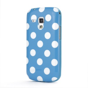 Pokla Dots TPU Case Cover for Samsung Galaxy S Duos S7562 - White / Blue