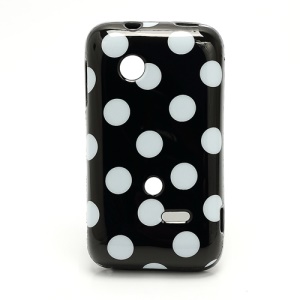 Circle Dots Flexible TPU Cover for Sony Xperia tipo ST21i ST21a Tapioca - White Dots / Black