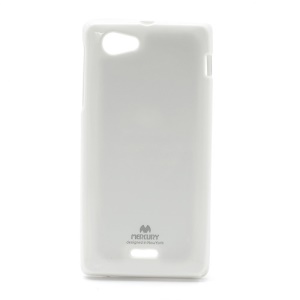 Mercury Glittery Powder Gel TPU Case for Sony Xperia J ST26i ST26a - White