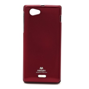 Mercury Glittery Powder Gel TPU Case for Sony Xperia J ST26i ST26a - Red