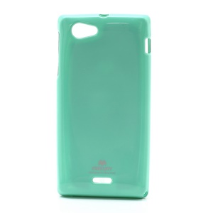 Mercury Glittery Powder Gel TPU Case Cover for Sony Xperia J ST26i ST26a - Mint Green