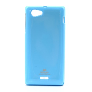 Mercury Glittery Powder Gel TPU Case Cover for Sony Xperia J ST26i ST26a - Baby Blue