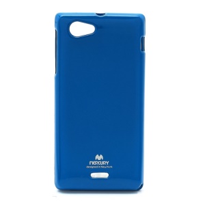 Mercury Glittery Powder Gel TPU Case Shell for Sony Xperia J ST26i ST26a - Dark Blue